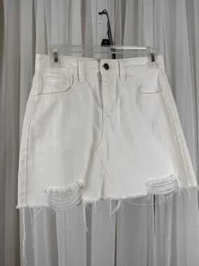 JBD Just Black Denim White Distressed Mini Skirt XS Cotton